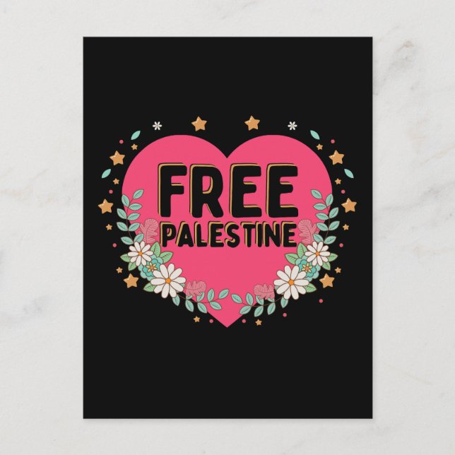 cute pink Palestine heart graphic design Postcard (Front)