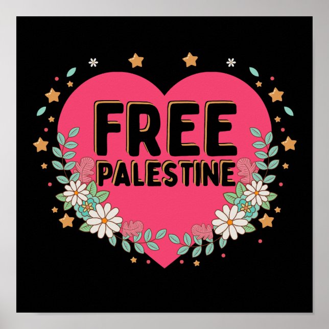 cute pink Palestine heart graphic design Poster (Front)