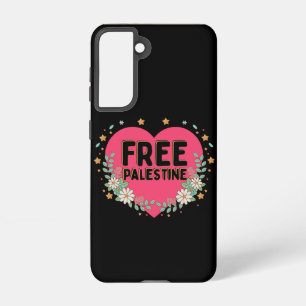 cute pink Palestine heart graphic design Samsung Galaxy S21 Case