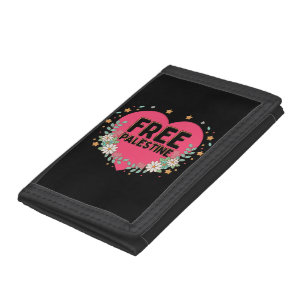 cute pink Palestine heart graphic design Trifold Wallet