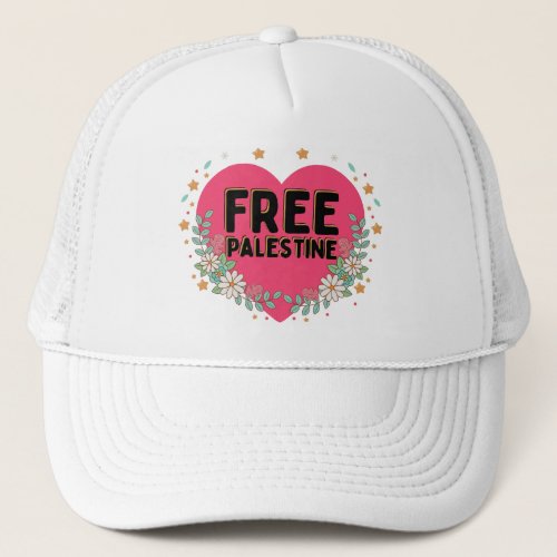 cute pink Palestine heart graphic design Trucker Hat