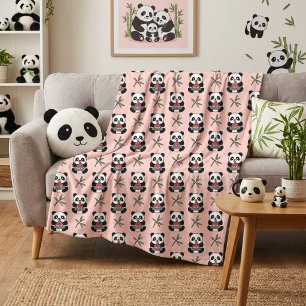 Cute Pink Panda Fleece Blanket