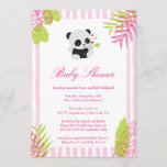 Cute Pink Panda Girl Baby Shower Invitation