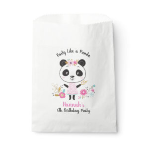 Cute Pink Panda Girls Birthday Party Favor Bag