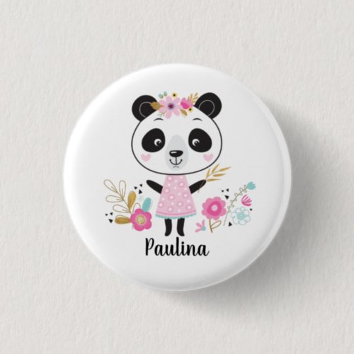 Cute Pink Panda Girly Button