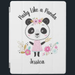 Cute Pink Panda Girly Personalized iPad Smart Cover<br><div class="desc">A cute personalized panda themed back to school ipad case. What girl doesn't love an adorable panda with flowers? This cute ipad cover is a perfect addition to your girls fun back to school supplies. Back of planner had a gold and white polka dot pattern. Designed for you by Blackberry...</div>