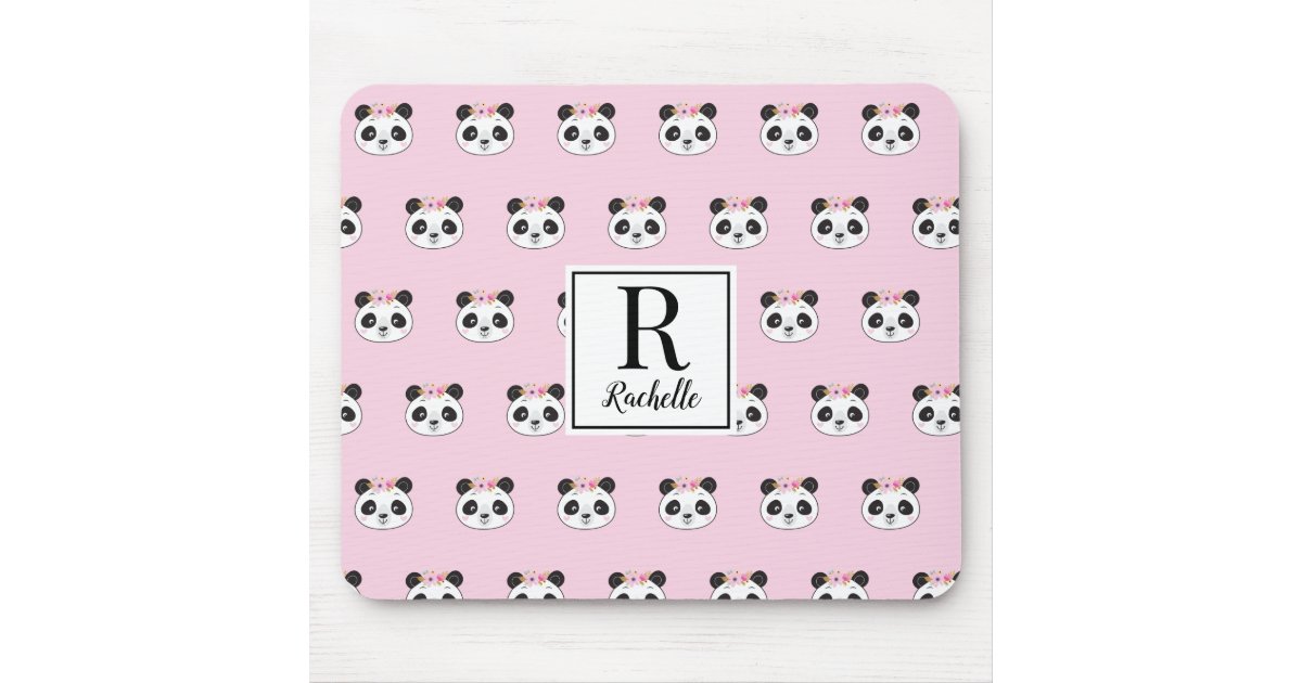 Cute Pink Panda Girly Personalized Mouse Pad | Zazzle.com