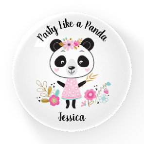 Cute Pink Panda Girly Personalized Paperweight