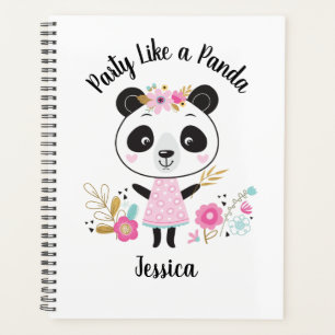 Cute Pink Panda Girly Personalized Planner