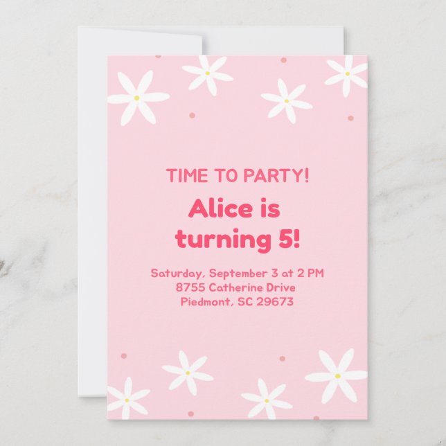 Cute Pink Party Template for Kids Invitation (Front)