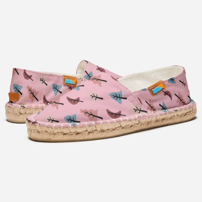Cute Pink Pastel Abstract Tree Shape Pattern Espadrilles (Angled)