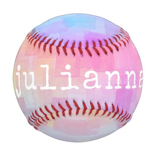 Cute Pink Pastel Abstract Watercolor Personalized Baseball