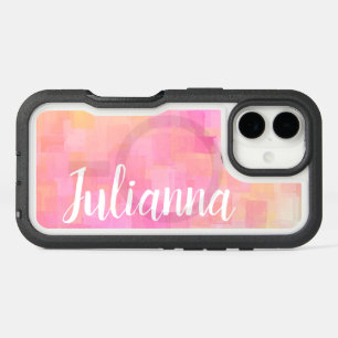 Cute Pink Pastel Abstract Watercolor Personalized iPhone 16 Case