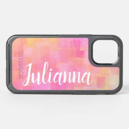 Cute Pink Pastel Abstract Watercolor Personalized OtterBox Symmetry iPhone 12 Case