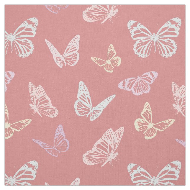 Cute Pink Pastel Butterfly Pattern Girl's Nursery Fabric (Swatch)