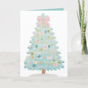 Cute Pink Pastel Christmas Tree Christmas Card