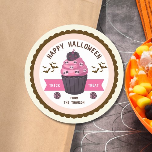 Cute Pink Pastel Happy Halloween  Classic Round Sticker