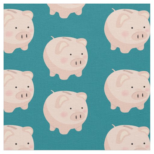 Cute Pink Pastel Piggy Bank Fabric