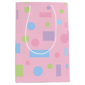 Cute Pink Pastel Polka Dot Birthday Wrapping Paper Medium Gift Bag