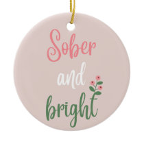 Cute Pink Pastel Sober Christmas Gift Ceramic Ornament