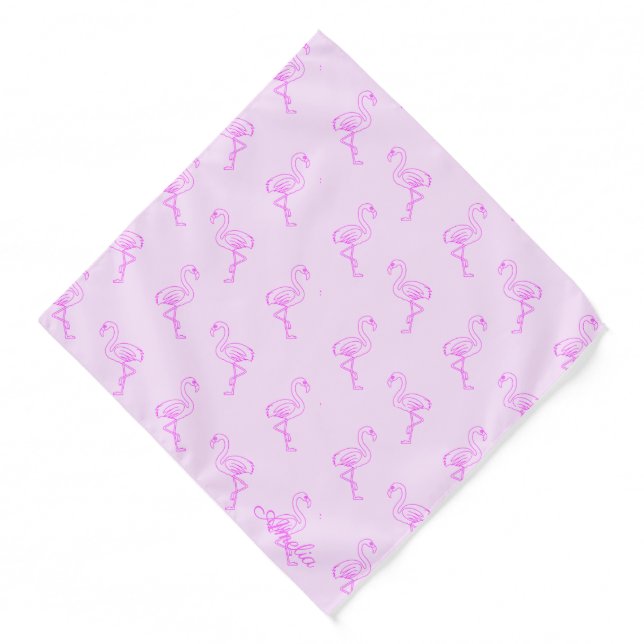 Cute Pink Pattern | Add your own text | Flamingo Bandana (Front)