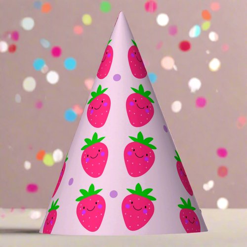 Cute Pink Pattern Strawberries Birthday Girly  Party Hat