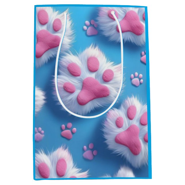 Cute Pink Paw Print Gift Bag (Front)