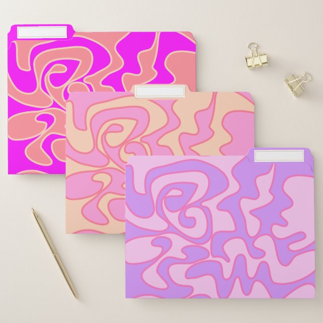 Cute Pink Peach Lilac Lavender Apricot Retro Art File Folder (Set)