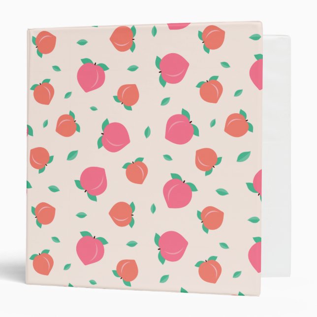 Cute Pink Peach Pattern 3 Ring Binder (Front/Inside)