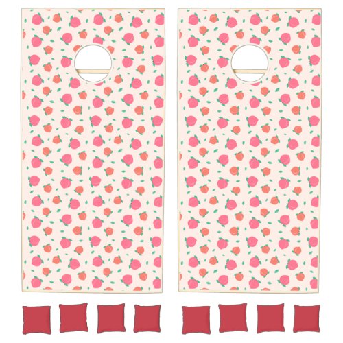 Cute Pink Peach Pattern Cornhole Set