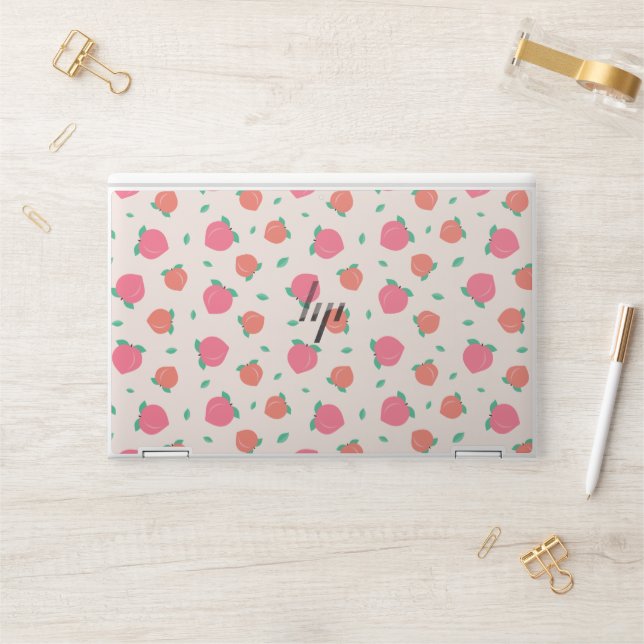 Cute Pink Peach Pattern HP Laptop Skin (Desk)