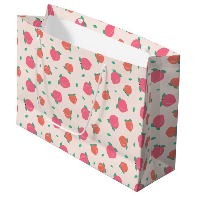 Cute Pink Peach Pattern Large Gift Bag (Front Angled)