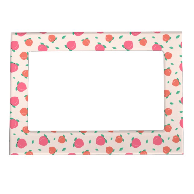 Cute Pink Peach Pattern Magnetic Frame (Front)