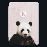 Cute Pink Peek-a-Boo Panda Photograph Monogram<br><div class="desc">Cute Pink Peek-a-Boo Panda Photograph Monogram Design. With an adorable Panda Bear peeking up to say hi! Makes a Fun and adorable gift for Kids, Teens, and adults, for Birthdays Christmas and more. Personalized with your initial letter and name! Monogrammed ipad cover! ~ Check my shop to see the entire...</div>