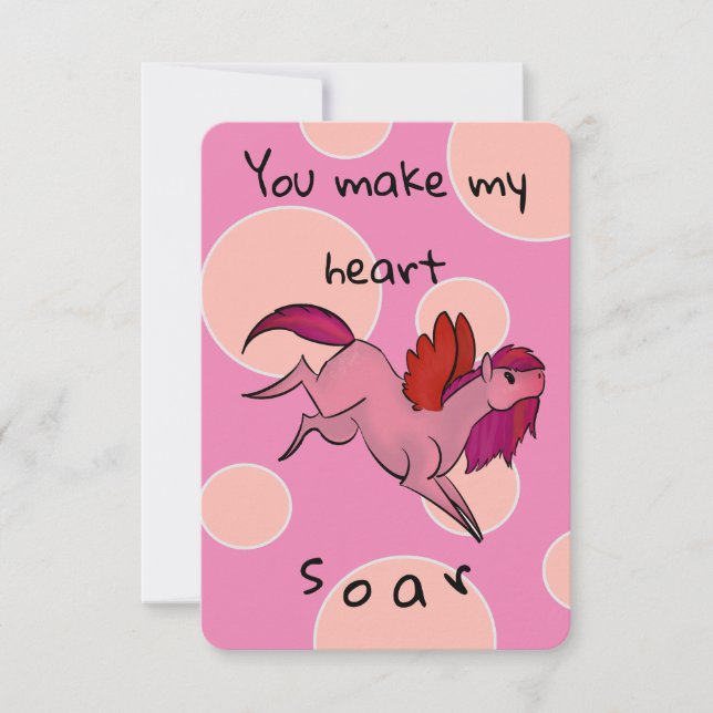 Cute Pink Pegasus Valentine's Day Cards (Front)