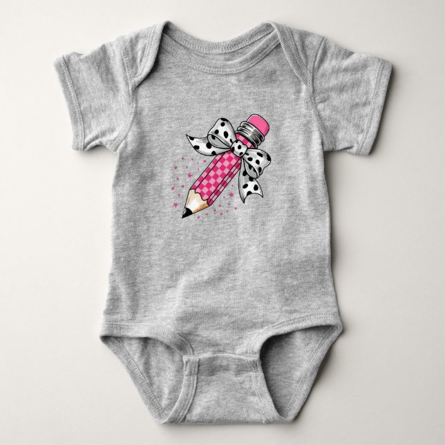 Cute Pink Pencil Baby Outfit Baby Bodysuit (Front)