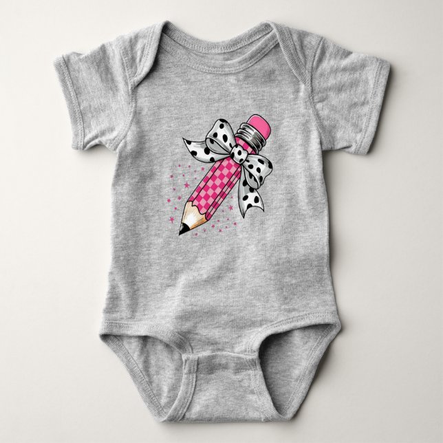 Cute Pink Pencil Baby Outfit Bodysuit (Front)