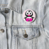 Cute Pink Penguin Button (In Situ)