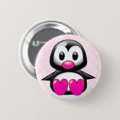 Cute Pink Penguin Button (Front & Back)