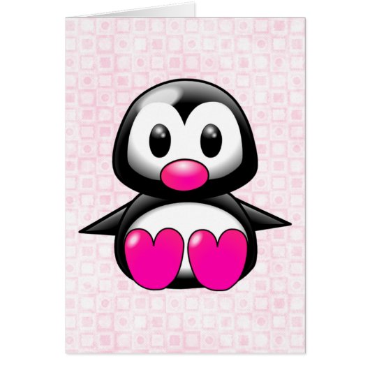 Cute Pink Penguin Cards (Front)