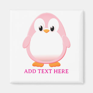 Cute Pink Penguin Cartoon Custom Magnet