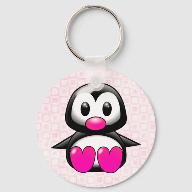 Cute Pink Penguin Keychain (Front)
