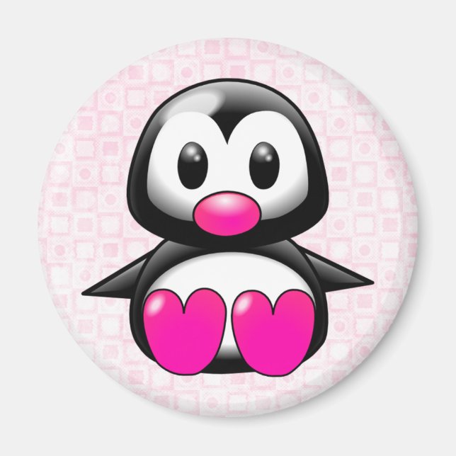 Cute Pink Penguin Magnet (Front)