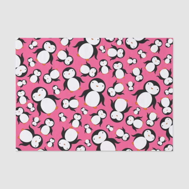 Cute pink penguin pattern tissue paper (Front)