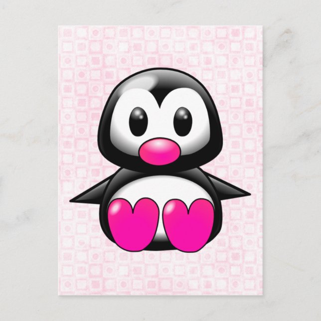 Cute Pink Penguin Postcard (Front)