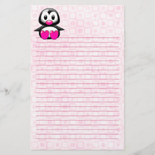 Cute Pink Penguin Stationery