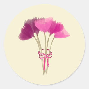 Cute Pink Peony Flowers  Classic Round Sticker