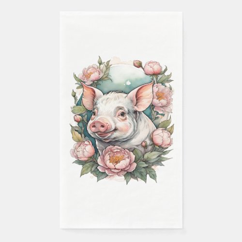 Cute Pink Peony Piggy pet Pig                      Paper Guest Towels