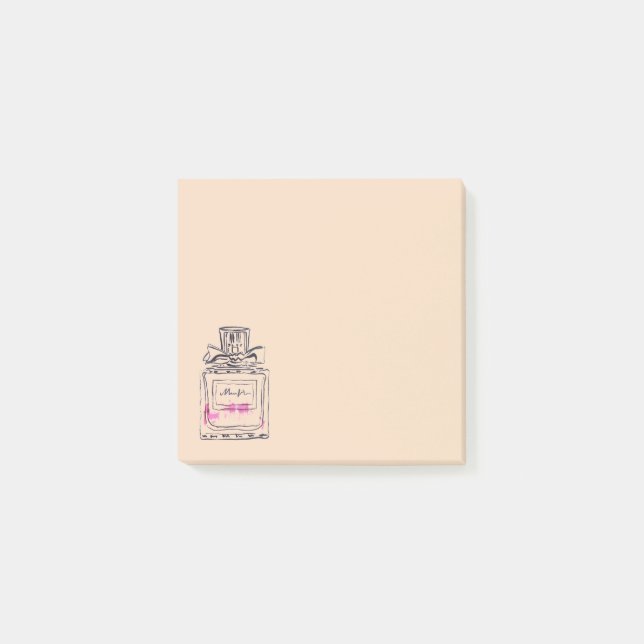 Cute pink perfume fashion illustration stationery post-it notes (Front)