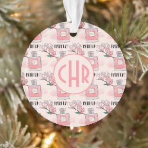 Cute Pink Perfumes Parfum Floral Monogram Ornament